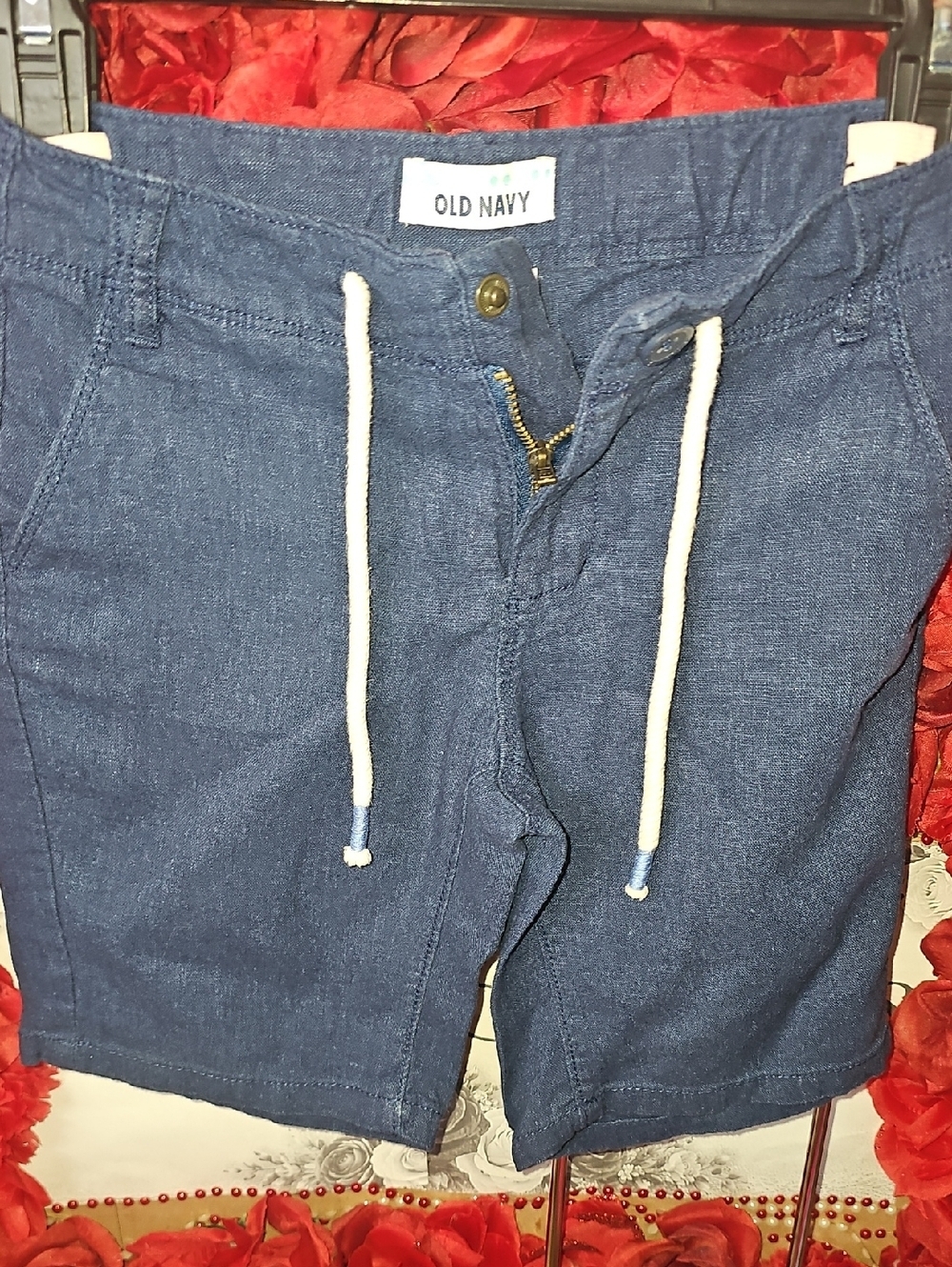 Old Navy Girls Blue Drawstring Light Bermuda Shorts Size 8